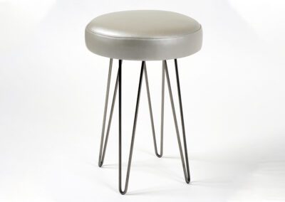 Hairpin Counter Stool Silver Grey Leather